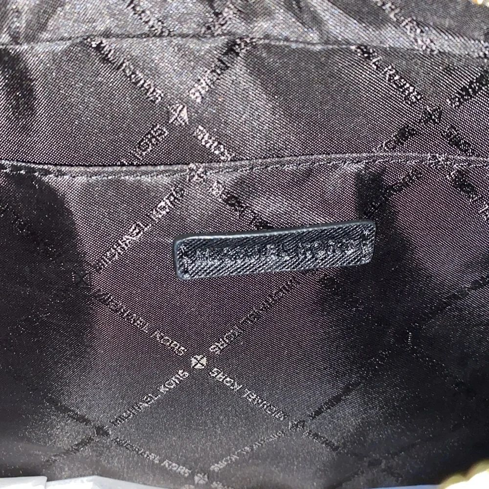 Michael Kors Jet Set Saffiano Leather Crossbody Bag in Black w Gold Hardware NWT